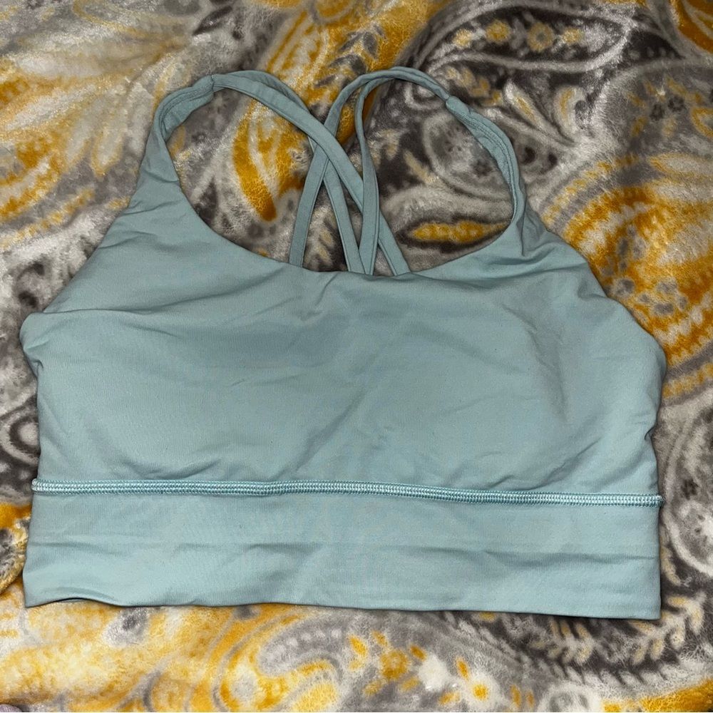 Lululemon Energy Long Line Bra Light Blue Size 8